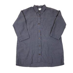 Vikolino Womens 100% European Washed Linen Tunic Shirt Side Pocket Size M/L